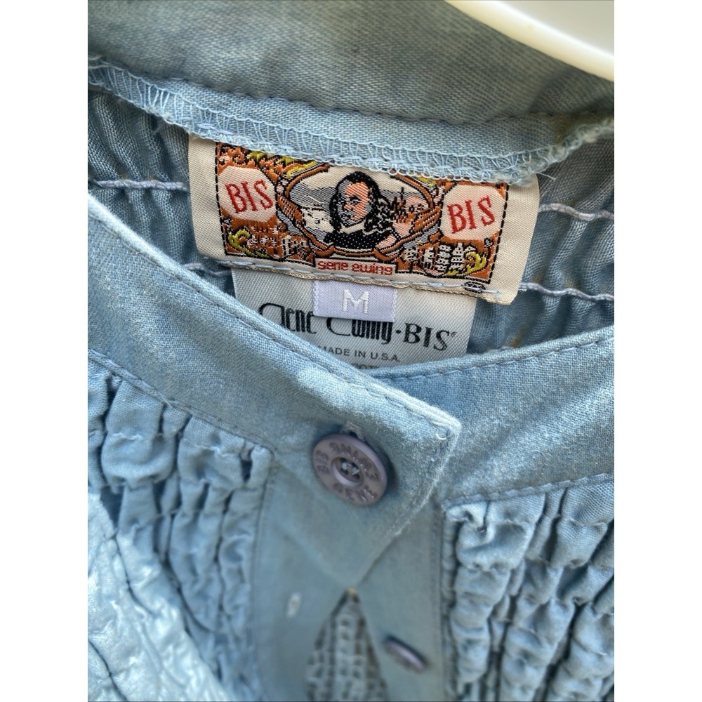 NWT Gene Ewing Bis Jacket Womens Size M California Sunwash Wrinkle Rich Denim - Picture 3 of 10